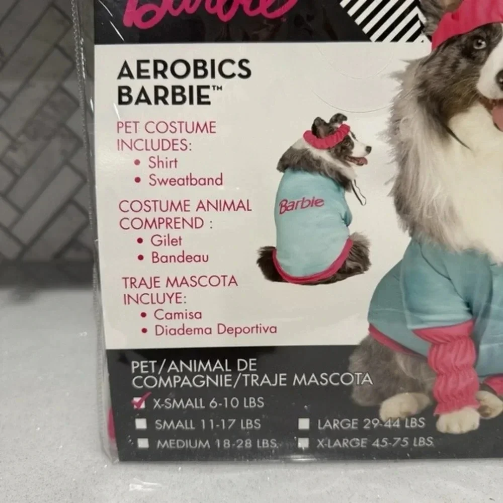 Barbie Aerobics Pet Dog Costume XS 6-10 Lbs Halloween Outfit New Barbiecore 80s!